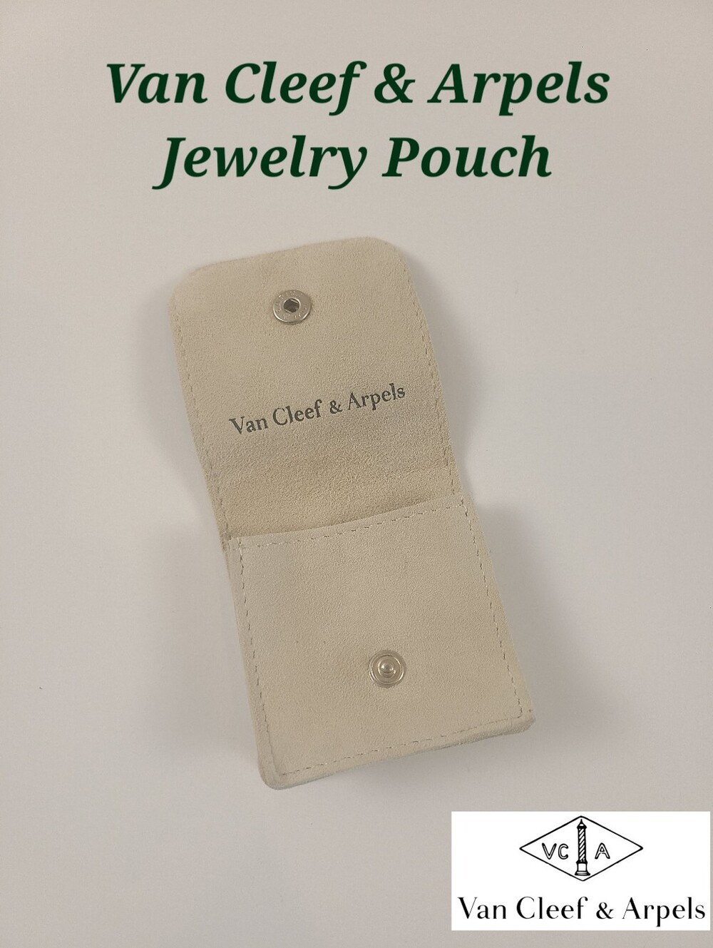 Van Cleef & Arpels Beige Velvet Jewelry Pouch Small